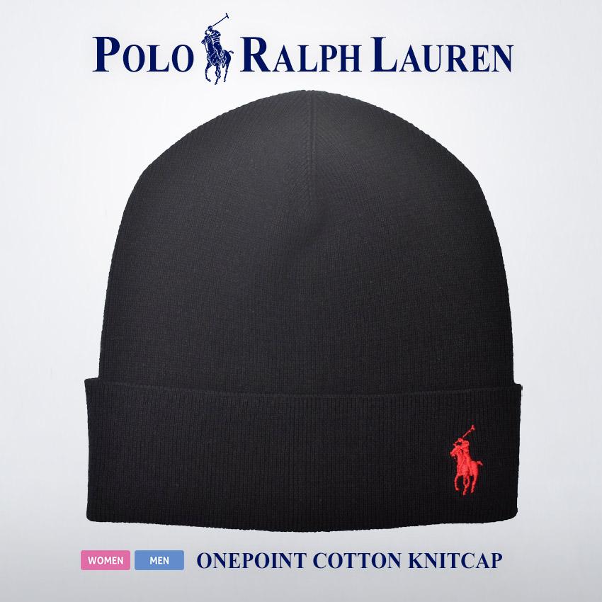 （ゆうパケット送料無料）ポロ ラルフローレン ニット帽 メンズ レディース ワンポイントコットンニットキャップ POLO RALPH LAUREN PC0598 黒｜z-sports｜02