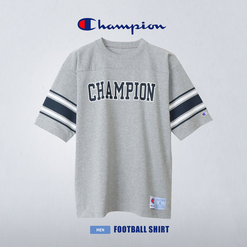 送料無料 チャンピオン 半袖Tシャツ メンズ フットボールTシャツ CHAMPION C3-X320 グレー 黒 半袖 フットボール ロゴ｜z-sports｜02