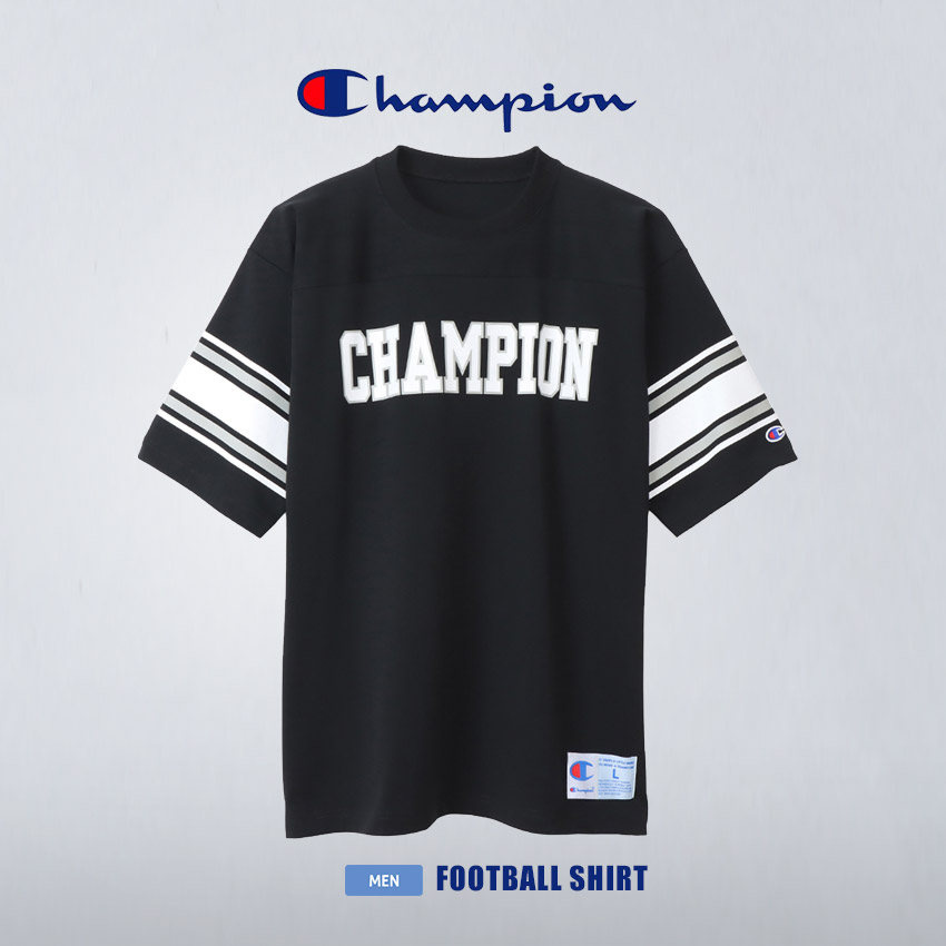 送料無料 チャンピオン 半袖Tシャツ メンズ フットボールTシャツ CHAMPION C3-X320 グレー 黒 半袖 フットボール ロゴ｜z-sports｜03