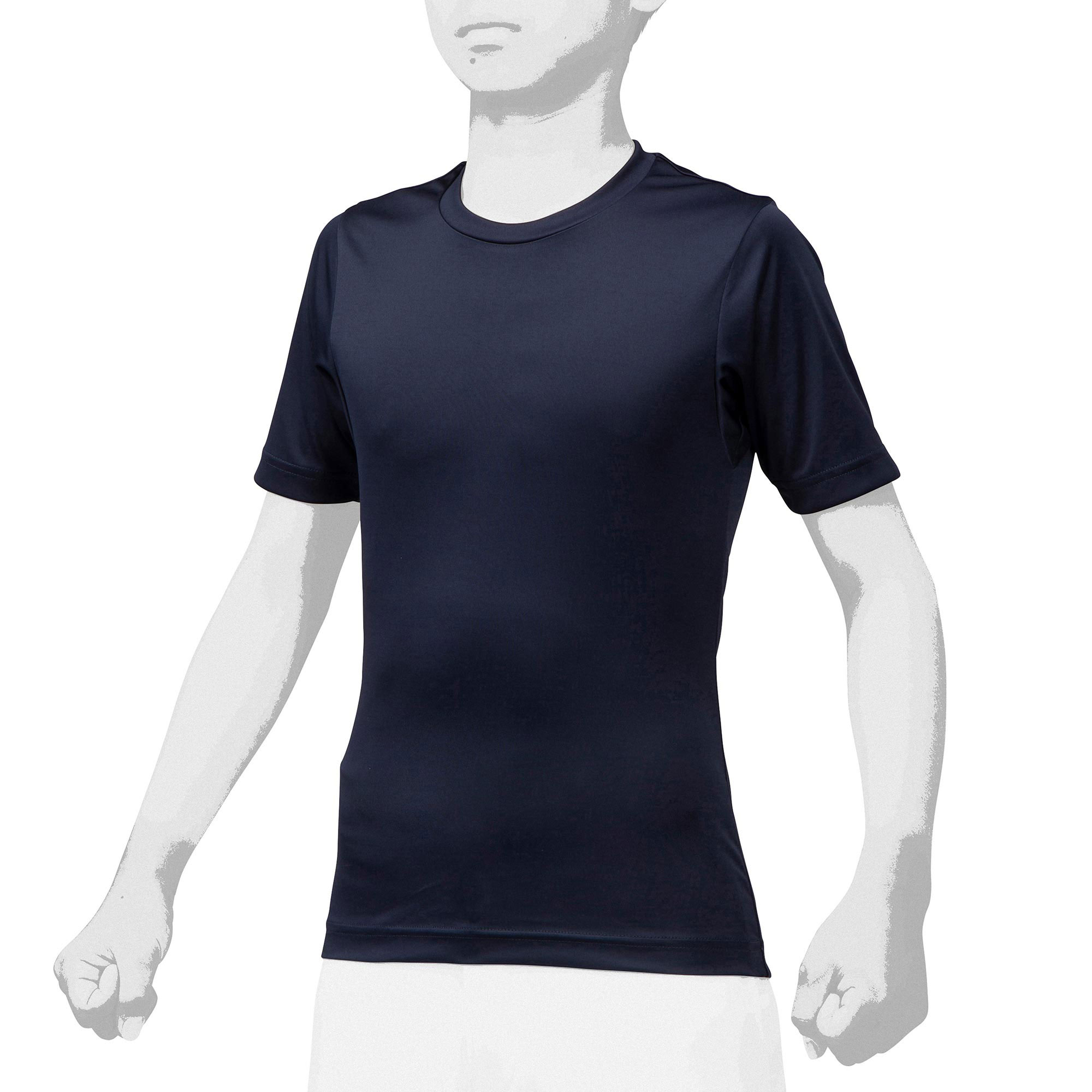ミズノ アンダーシャツ Tシャツ キッズ ジュニア 子供 ジュニア用 ローネック・半袖 2枚組 MIZUNO 12JA0Q14 ブラック 黒 ネイビー 野球｜z-sports｜03