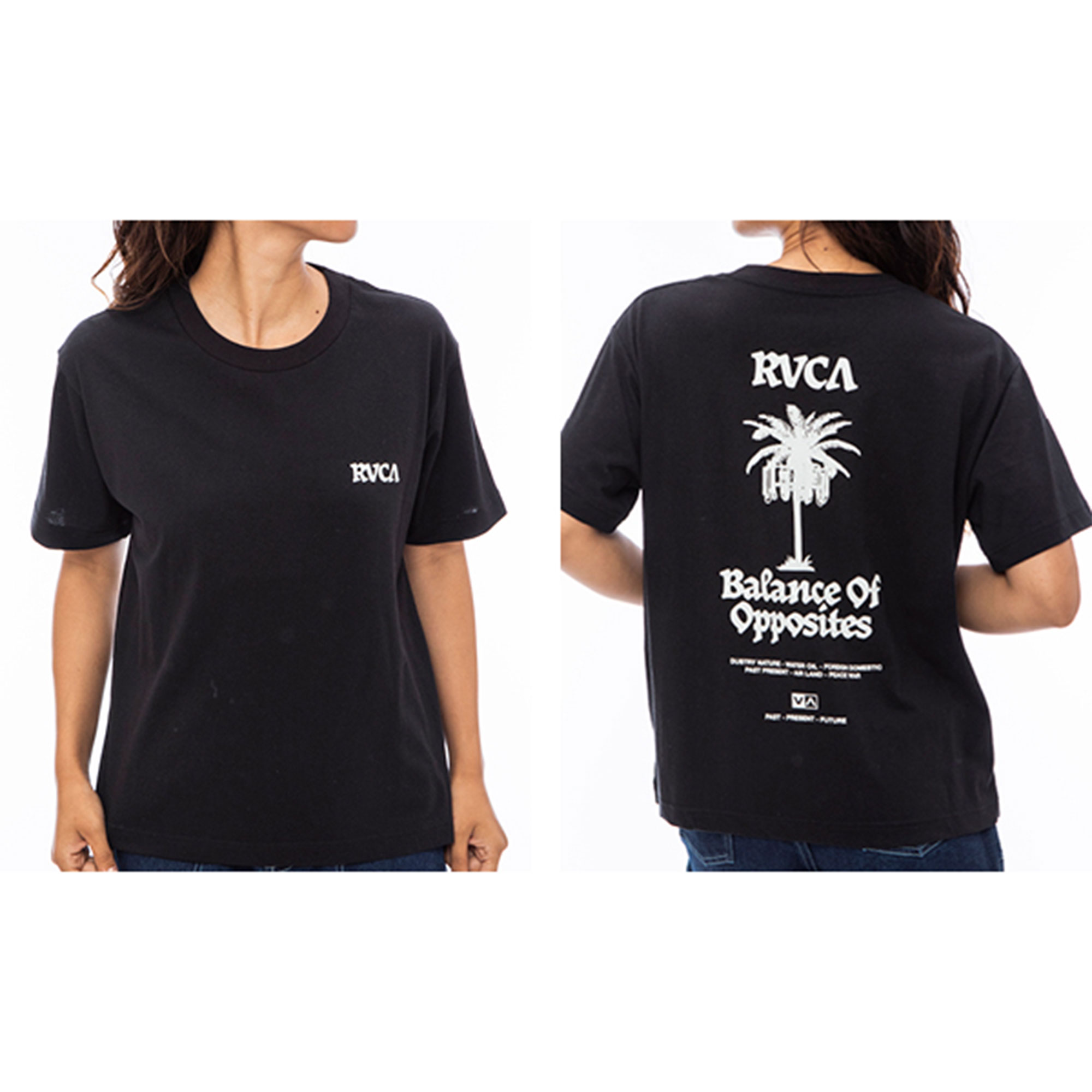 （ゆうパケット可）ルーカ 半袖Tシャツ レディース CELL PALM TEE RVCA BD043218 黒 白 カジュアル 青｜z-sports｜02