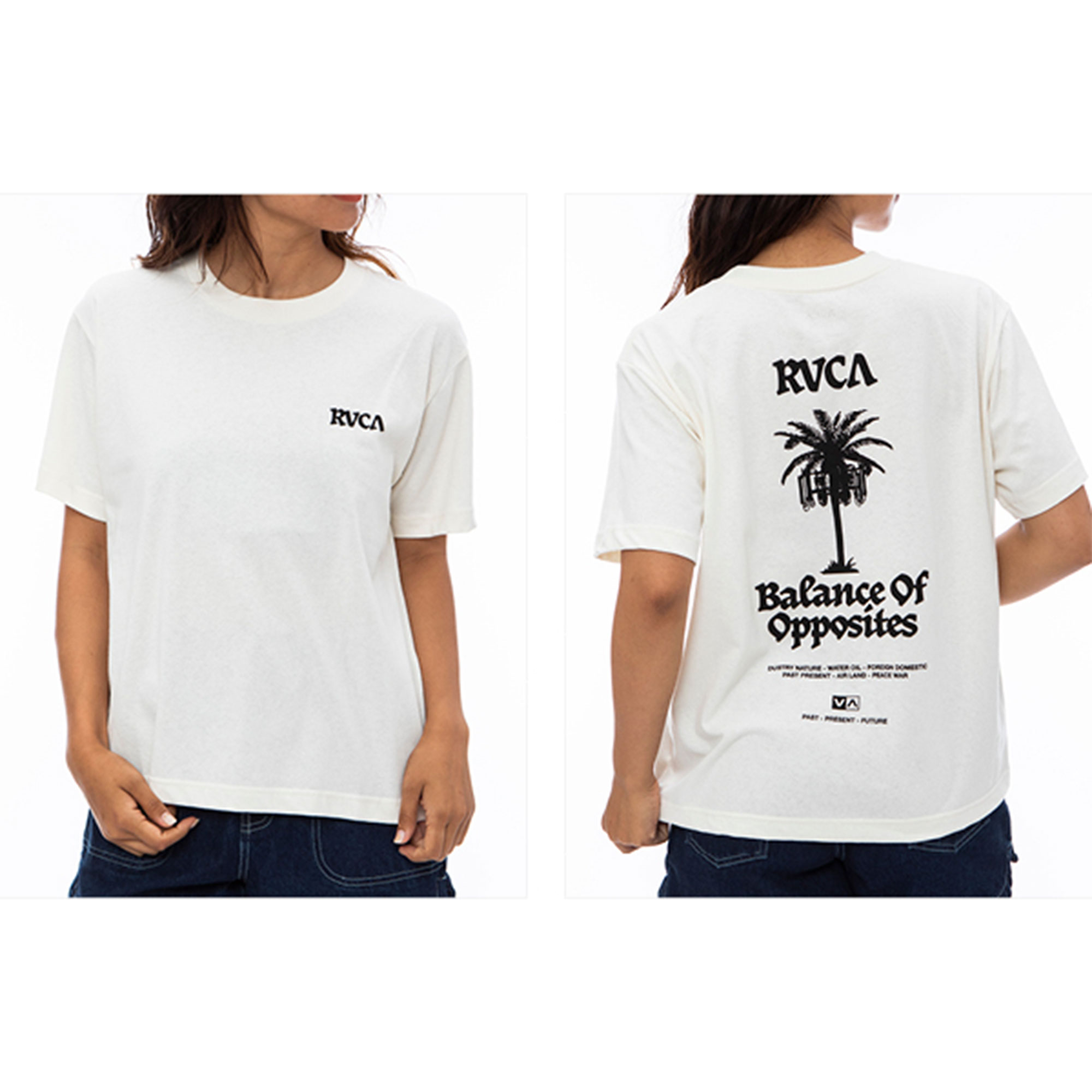 （ゆうパケット可）ルーカ 半袖Tシャツ レディース CELL PALM TEE RVCA BD043218 黒 白 カジュアル 青｜z-sports｜04