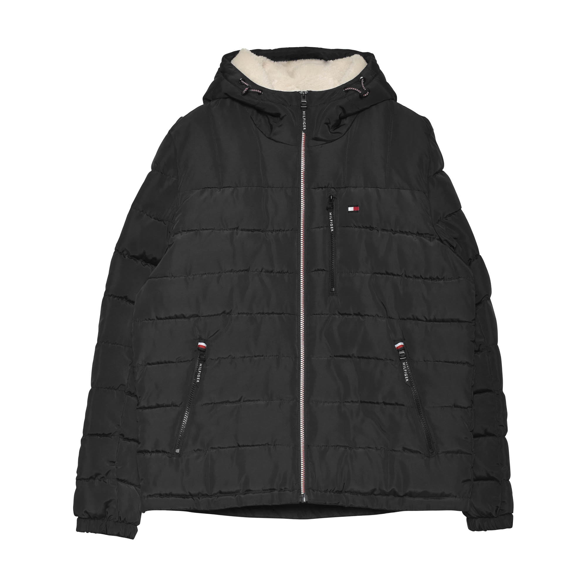 トミーヒルフィガー アウター メンズ QUILTED POLYTWILL PUFFER JACKET WITH SHERPALINED HOODY TOMMY HILFIGER 151AP213 黒 白 送料無料