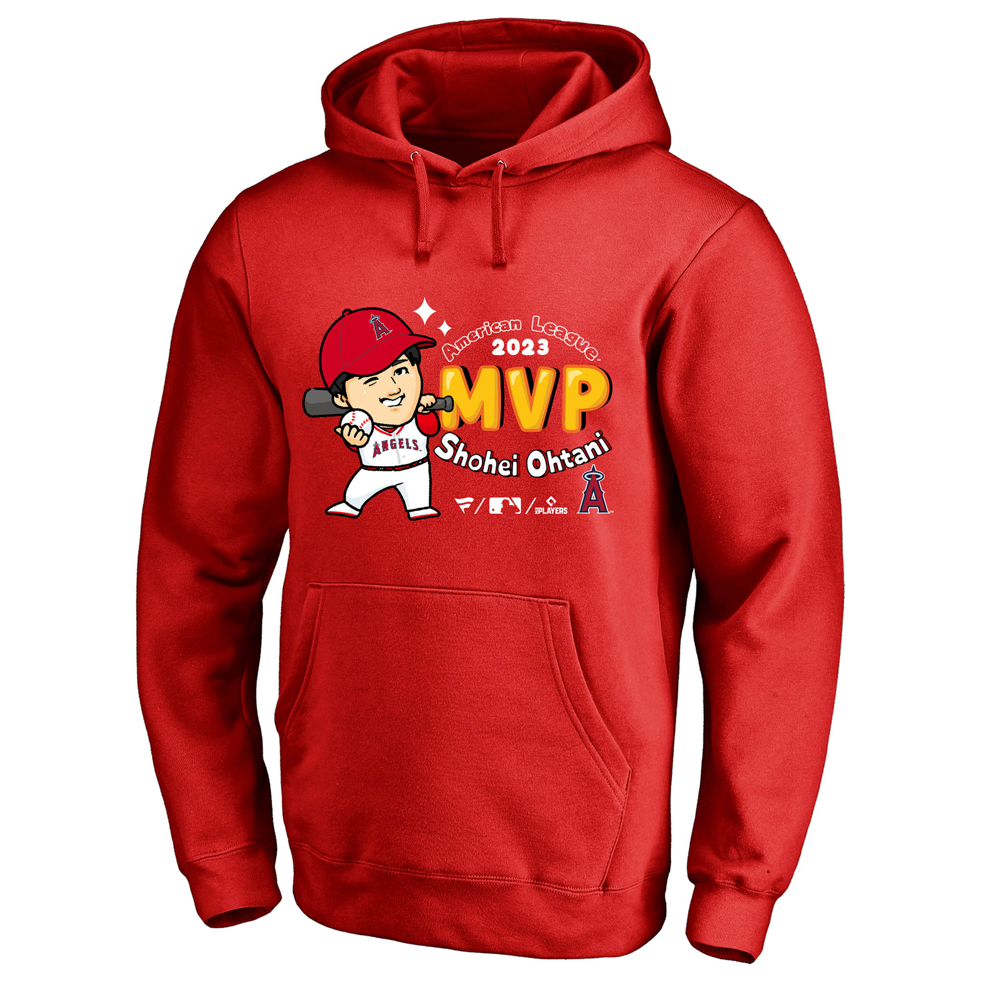 ファナティクス Tシャツ メンズ レディース 大谷翔平選手 AL MVP受賞記念 限定イラストパーカー FANATICS レッド 赤 エンゼルス｜z-sports｜02