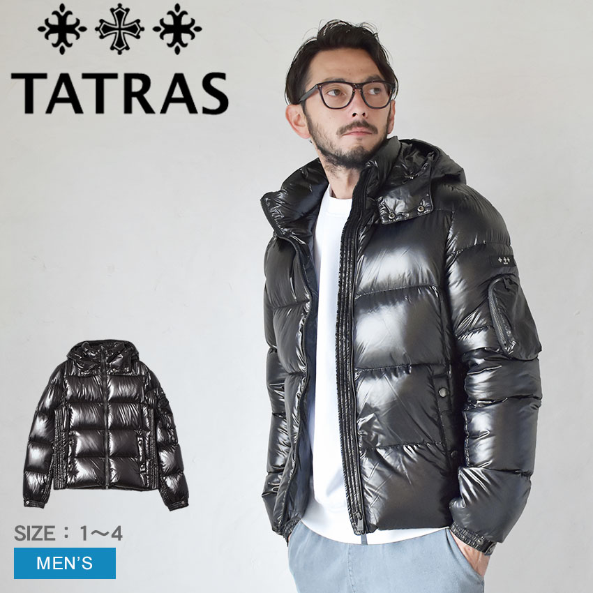 【美品】TATRAS メンズフーデッドダウンジャケット 黒 MTA13A460 美品】TATRAS メンズフーデッドダウンジャケット 黒 MTA13A460