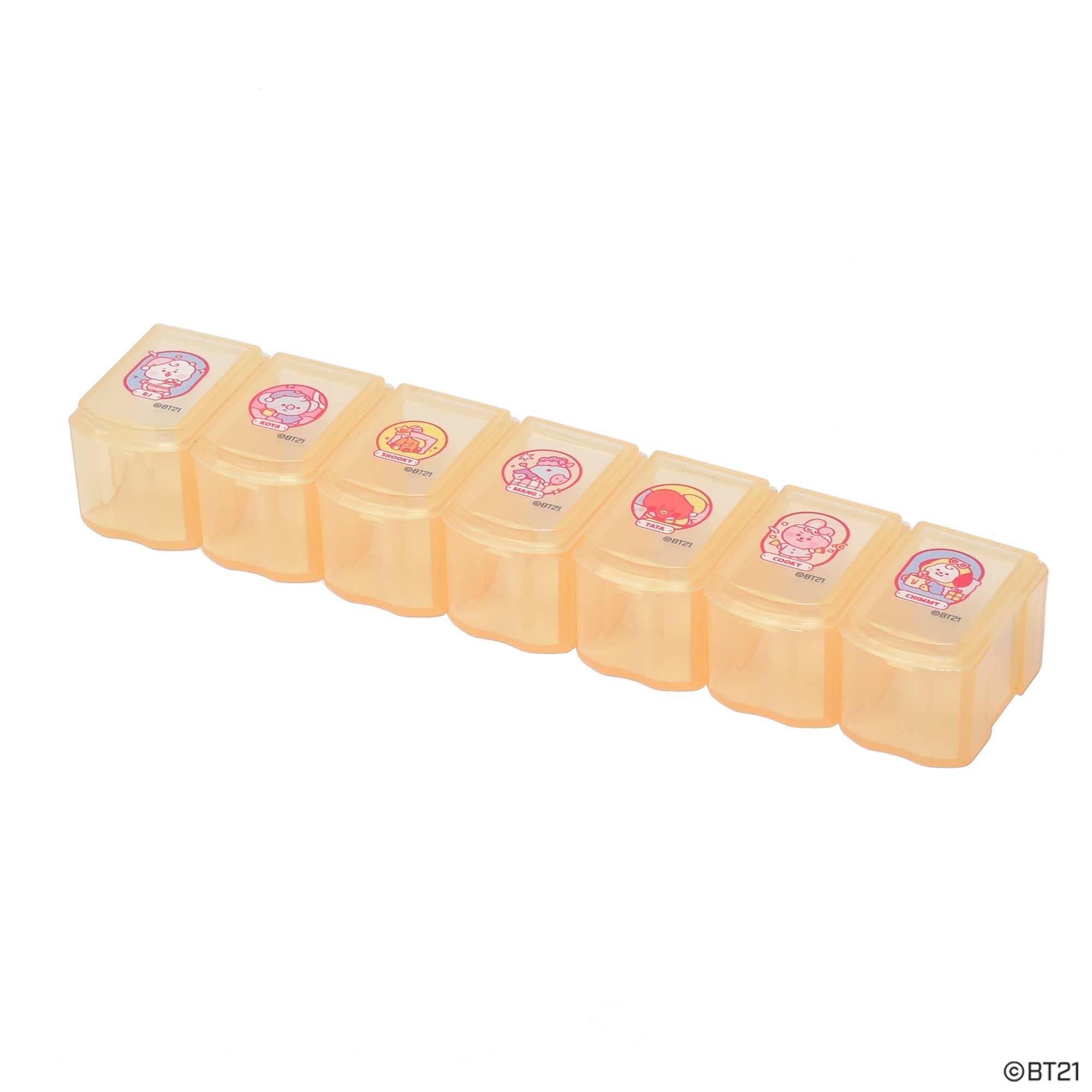 （ゆうパケット可）薬ケース ピルケース BT21 クリア TATA KOYA RJ SHOOKY MANG CHIMMY COOKY 薬入れ くすり 仕分け ボックス コンパクト 便利 整理｜z-sports｜05