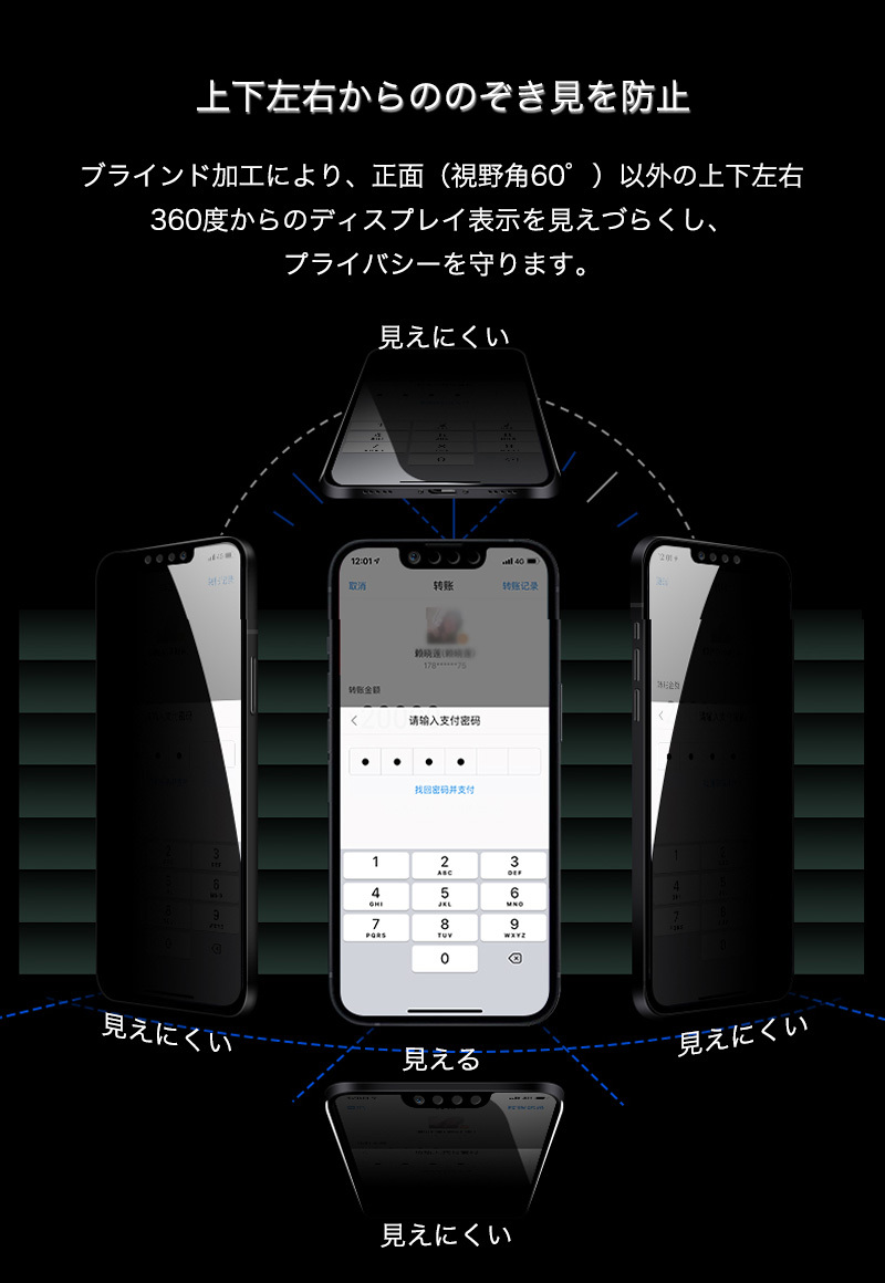 iPhone17 保護ガラスフィルム 覗き見防...の詳細画像5