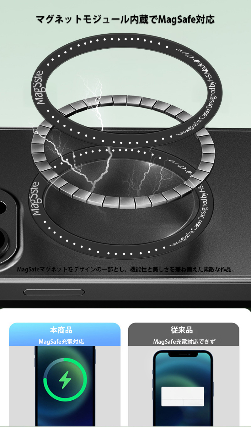 iPhone12 Pro Max ケース MagSafe対応 iPhone12 Pro ケース おしゃれ iPhone12 カバー 耐衝撃 アルミ アイフォン12 ケース マグネット 軽量 薄型 充電ケーブル付｜zacca-15｜06