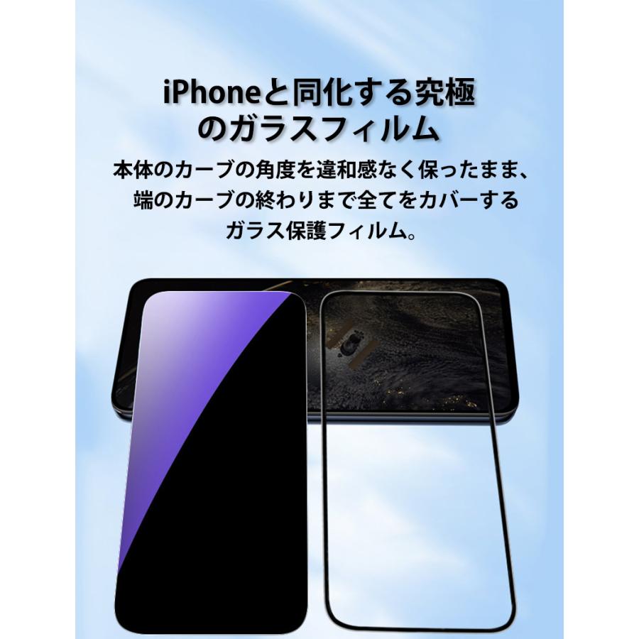 覗見防止 iphone15 フィルム  iphone 14 15 pro フィルム ガラス ブルーライトカット iPhone フィルム 12 13 ガラスフィルム iphone14 15 Plus 保護フィルム XR｜zacca-15｜05