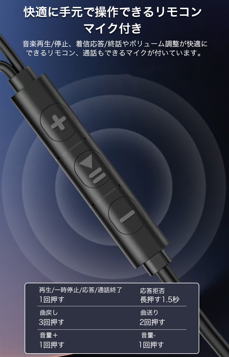 イヤホン 有線  イヤホンマイク Type-C コネクタ カナル型 耳栓タイプ 高音質 イヤフォン マイク リモコン付き ヘッドセット オシャレ スタイリッシュ フィット |  | 05