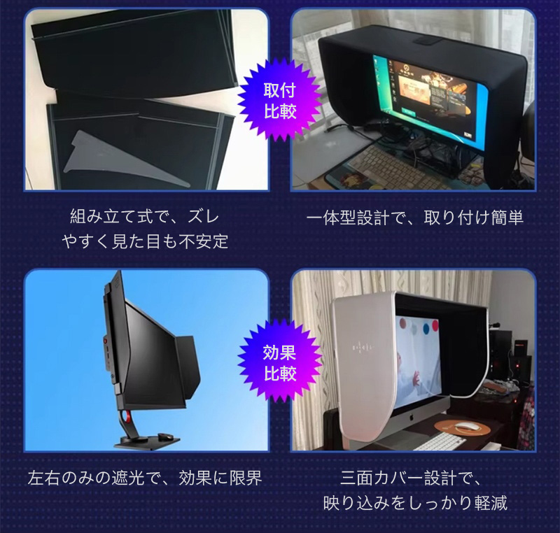 モニター サンシェード パソコン 遮光フード プライバシーシールド 27