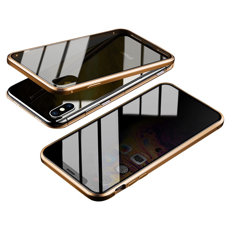 iPhoneXS Max ケース 覗き見防止 耐衝撃 iPhoneXR ケース おしゃれ メタル iPhone XS カバー 強化ガラス ストラップ機能 アイフォンX スマホケース マグネット｜zacca-15｜04