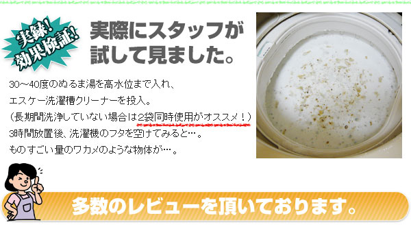 洗濯槽クリーナーの結果