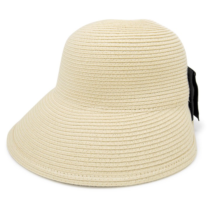 麦わら帽子 レディース 洗える ハット 折りたたみ UVカット 取外しリボン スリット | ブランド登録なし | 03
