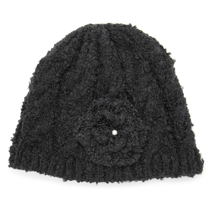 帽子 レディース 秋冬 ブークレFlower ニット帽 : 帽子屋Zaction(帽子