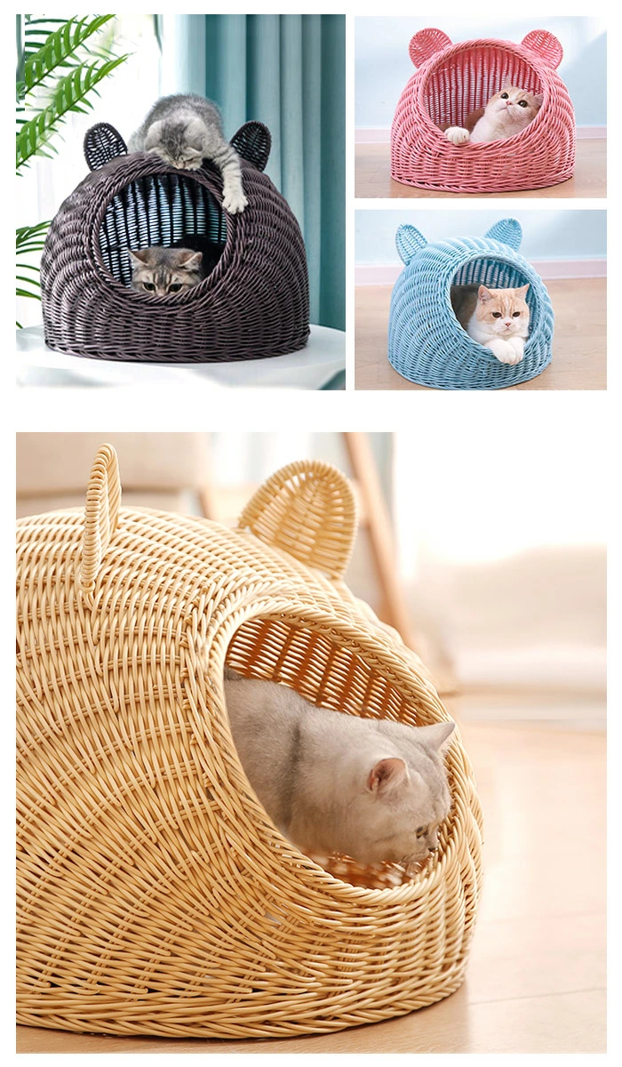 スーパーセール 藤編み 猫ハウス ラタン ペットベッド 四季通用