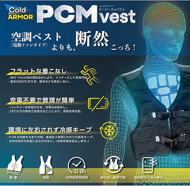 水冷服 水冷ベストコールドアーマーPCMベスト フリーサイズ PCM素材
