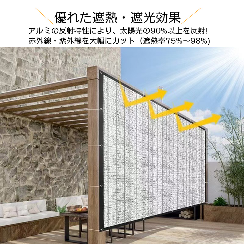 アルミ箔遮光ネット 日よけシェード 日よけ 2ytpe サンシェード 屋外