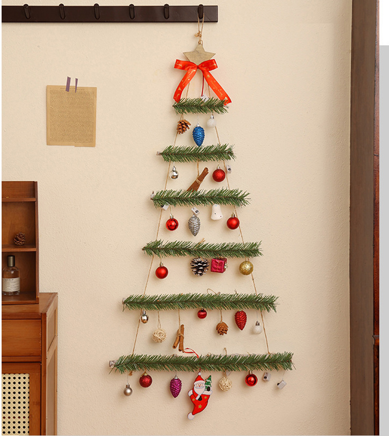 スーパーセール クリスマスツリー 木の壁掛けツリー 6段 木製スター