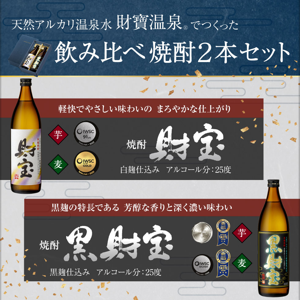 (ポイント3倍) 焼酎 ギフト 芋焼酎 麦焼酎 飲み比べ 白黒 900ml 2本 誕生日 男性 麦 芋 財宝 敬老の日 2026 関連画像3
