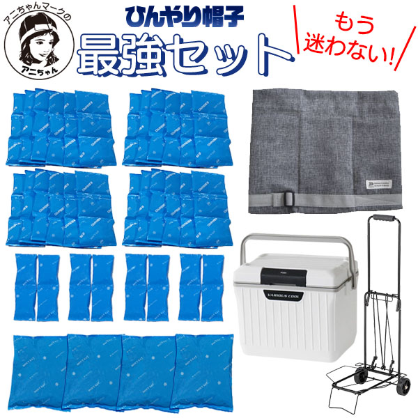 アニちゃんマークのひんやり帽子最強セット 本体＋冷却ジェル＋保冷剤