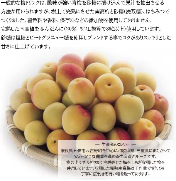 南高黄熟蜜梅(おうじゅくみつうめ)1本(710ml)ドリンク 梅