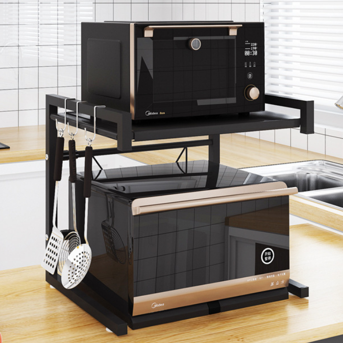 レンジラック 2段 おしゃれ レンジ台 幅伸縮式 スチールラック 耐熱 幅