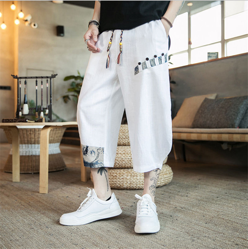 サルエルパンツ メンズ サルエル 七分丈サルエルパンツ 綿麻上下