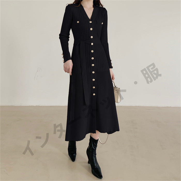 バックオープンドットニットロングワンピース – Darich (ダーリッチ)