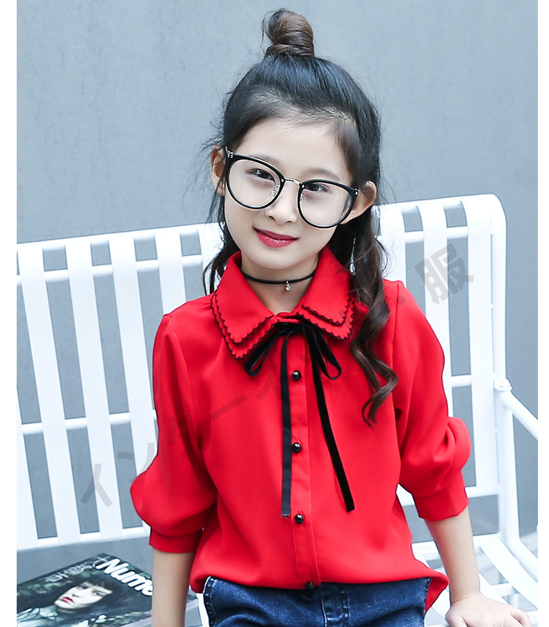 女の子 入学式 ブラウス リボン付 長袖 韓国子供服 ジュニア フォーマル シャツ ブラウス キッズ