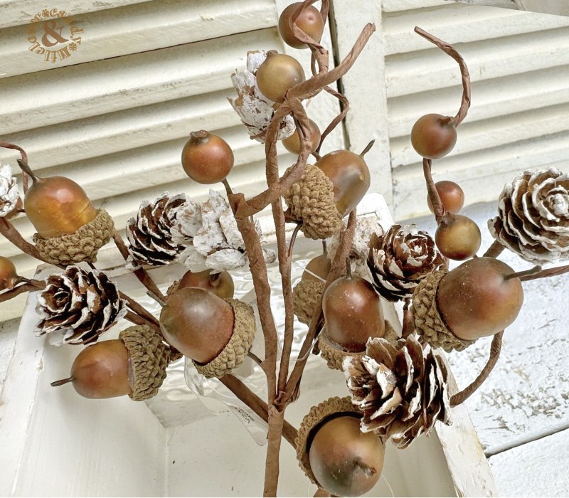 秋の造花 どんぐりピック/ 松ぼっくり 松毬 コーン パイン