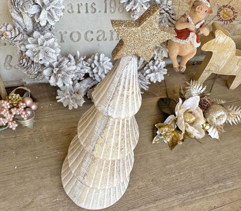 クリスマス雑貨 ホワイトウッディツリーL / ナチュラル 雑貨