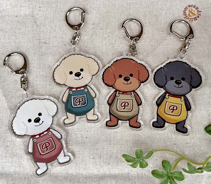 ポルトガルParfois★ブルーがお洒落映え ワンちゃんキーチャーム わんこのキーホルダー DOG ロンパースわんこ プードル トイ