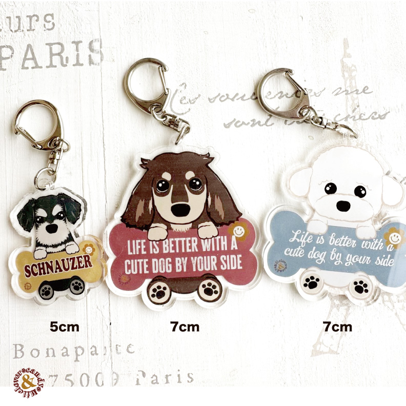 犬の形状アクリルキーホルダー 3cm ミニコーギー アクリルキーホルダー - かわいい犬種のコレクション