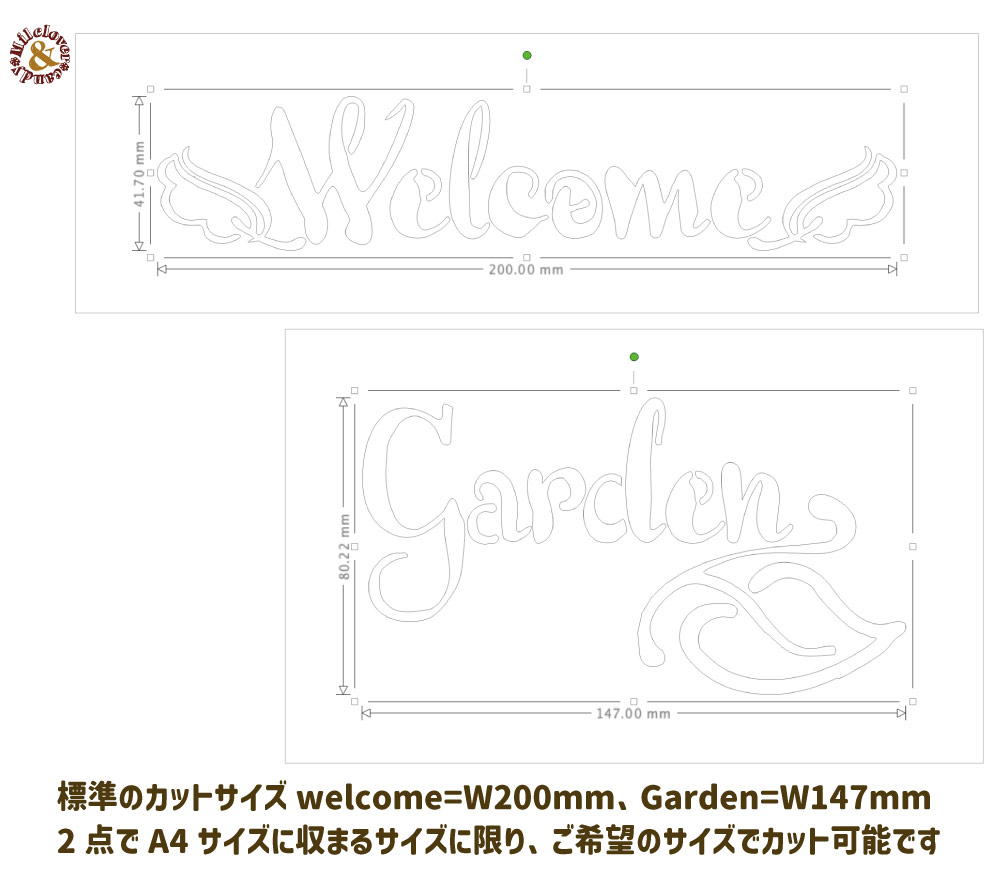 オリジナルステンシルシート WELCOME GARDEN リーフ 2枚セット / DIY