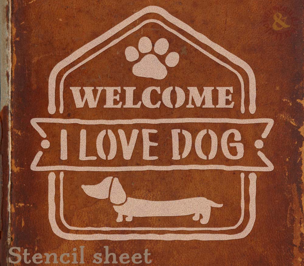 オリジナルステンシルシートI LOVE DOG / わんこ雑貨 ペット雑貨