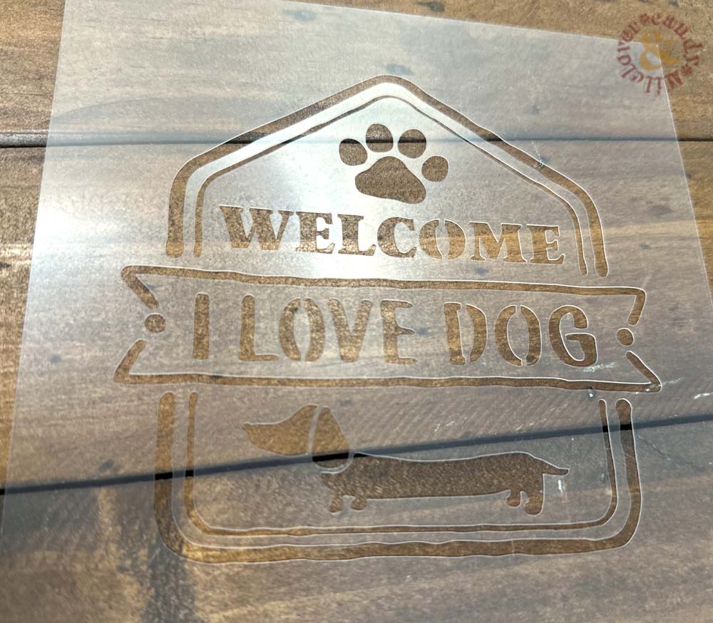 オリジナルステンシルシートI LOVE DOG / わんこ雑貨 ペット雑貨