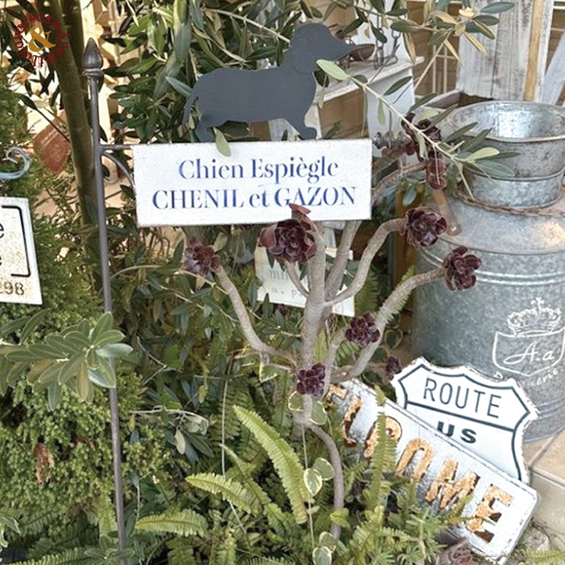 ガーデンピック(ダックスフンド)デコパージュ　ダックス　犬　犬雑貨　花柄雑貨 ダックスフント ガーデンピック 大きい｜送料込み 存在感抜群 犬