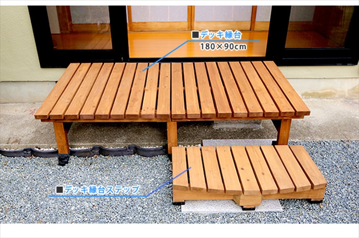 デッキ縁台 180×90cm ウッドデッキ風 簡単 縁側 本格的 DIY 木製 天然