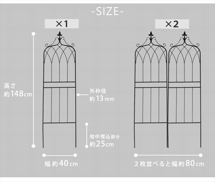 アイアンフェンス148 ロータイプ drape ドレープ 2枚組 フェンス