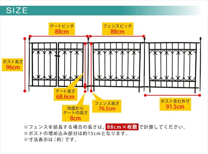 パークアベニューフェンス連結セット フェンス ゲート 扉 アイアン