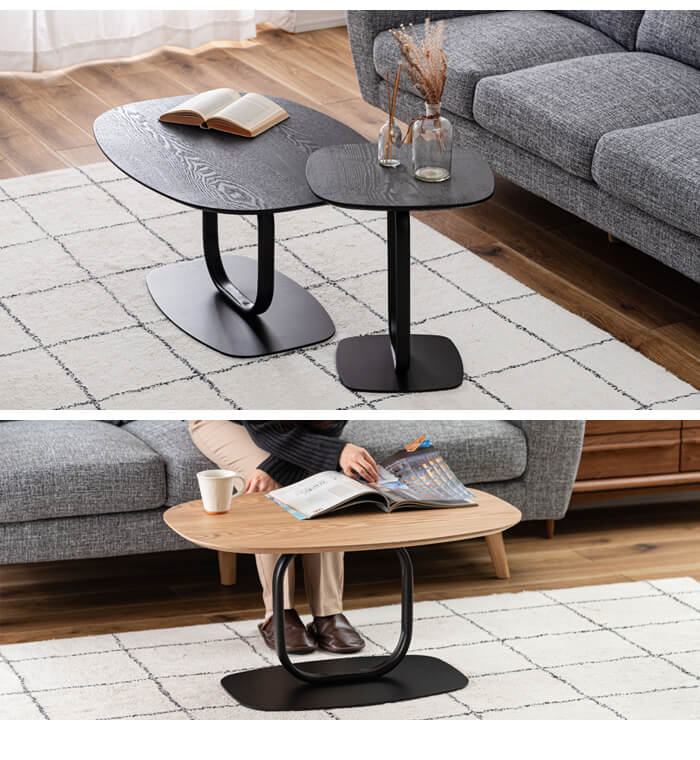 センターテーブル ネストテーブル ローテーブル 80×60cm リビングーテーブル 長方形 木製 スチール デザイン ナチュラル M5-MGKAM02424NA_5
