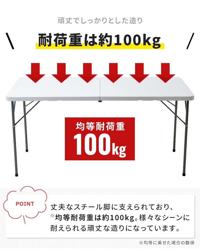 値下げ 折りたたみテーブル 幅154cm 作業台 軽量 頑丈 強化