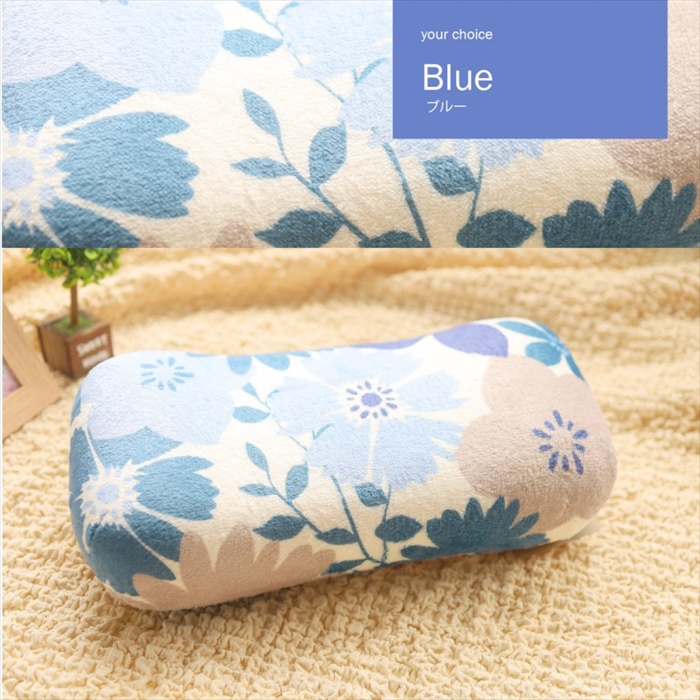 ごろ寝 枕 クッション まくら 花柄 フロアクッション 背当て フランネル生地 フラワー デスクワーク かわいい ブルー M5-MGKCR00097BL