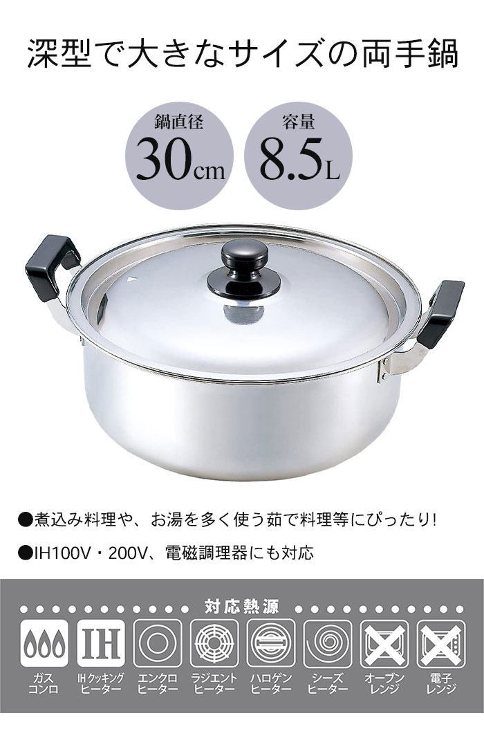 楽天市場】燕三条 選べる2size ガラス蓋 両手鍋 [浅型20cm/深型