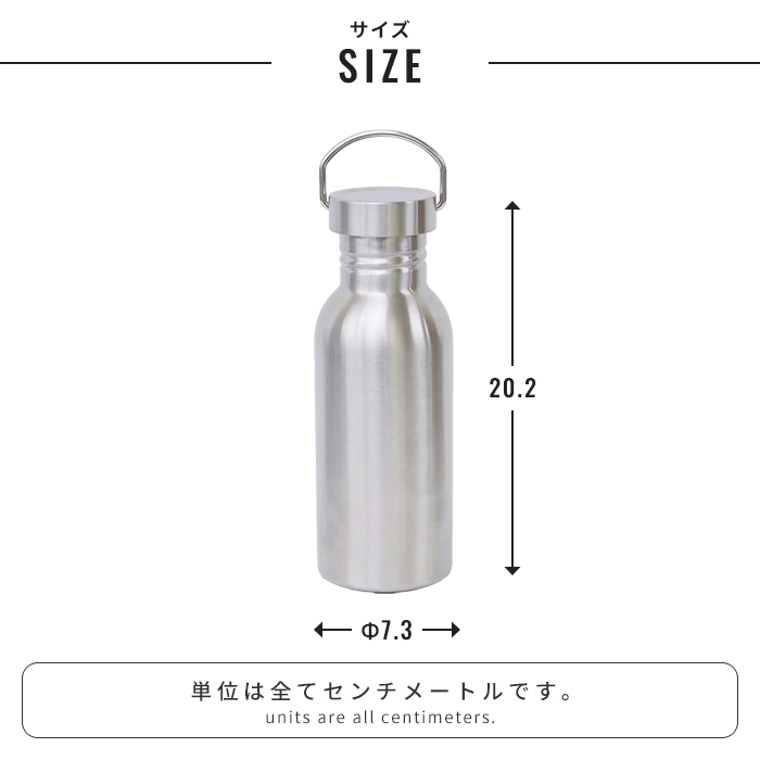 ステンレスボトル 水筒 600ml 常温 保温・保冷機能なし ボトル 直火