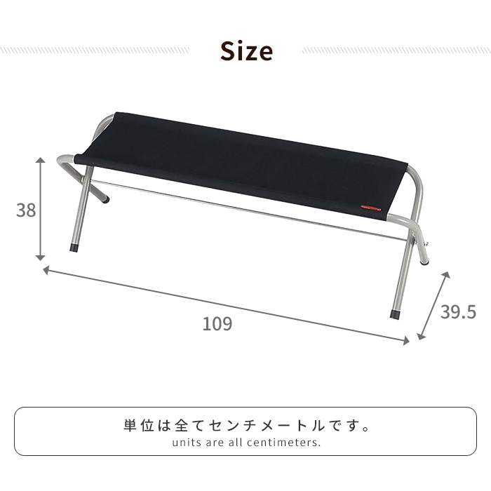 折りたたみ ベンチ 長椅子 背もたれなし 2人掛け 幅109 奥行39.5 高さ38 耐荷重140kg チェア スチール製 おしゃれ M5-MGKPJ00331｜zakka-gu-plus-mkt｜03