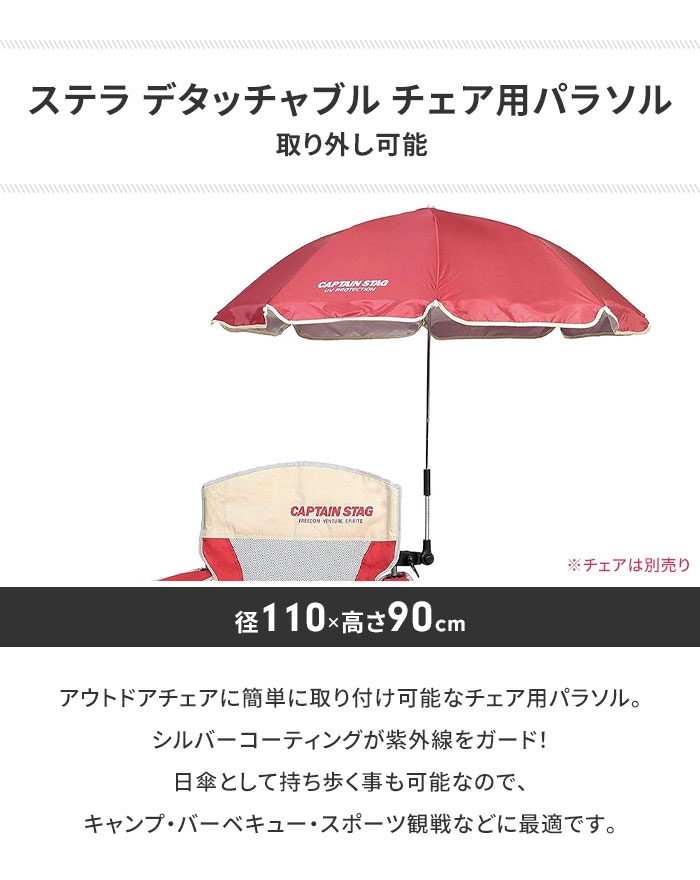 チェア用パラソル チェア用 日よけ 日傘 110×90cm キャンプ 紫外線カット ワンタッチ 簡単取付 アクセサリー ブラック M5-MGKPJ00332BK | ブランド登録なし | 02
