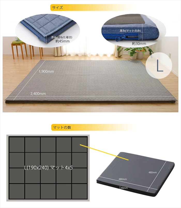 キルトラグマット L 洗える 2WAY キルト ラグ マット 190×240cm 子供 プレイマット やわらかい シンプル ネイビー M5-MGKST00073DBL626_9