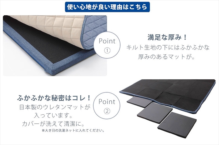 キルトラグマット L 洗える 2WAY キルト ラグ マット 190×240cm 子供 プレイマット やわらかい シンプル ネイビー M5-MGKST00073DBL626_5